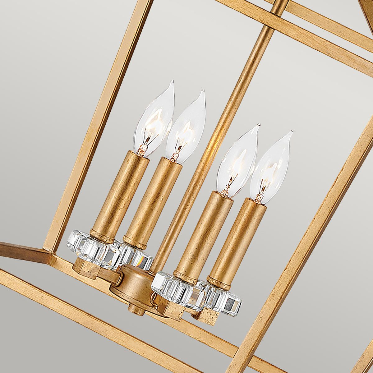 Stinson 4 Light Large Brass Pendant or Semi Flush Ceiling Light