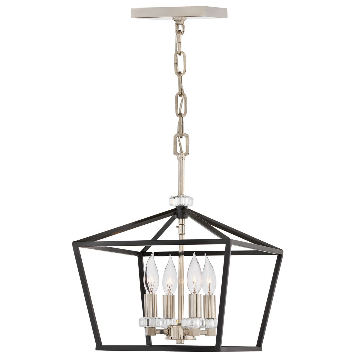 Stinson 4 Light Medium Nickel Pendant/ Semi-Flush Living Room Ceiling Light By Quintiesse Lighting QN-STINSON-4P-M-BK