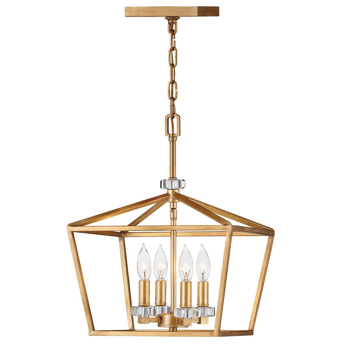 Stinson 4 Light Medium Brass Pendant/ Semi-Flush Living Room Ceiling Light By Quintiesse Lighting QN-STINSON-4P-M-DBR