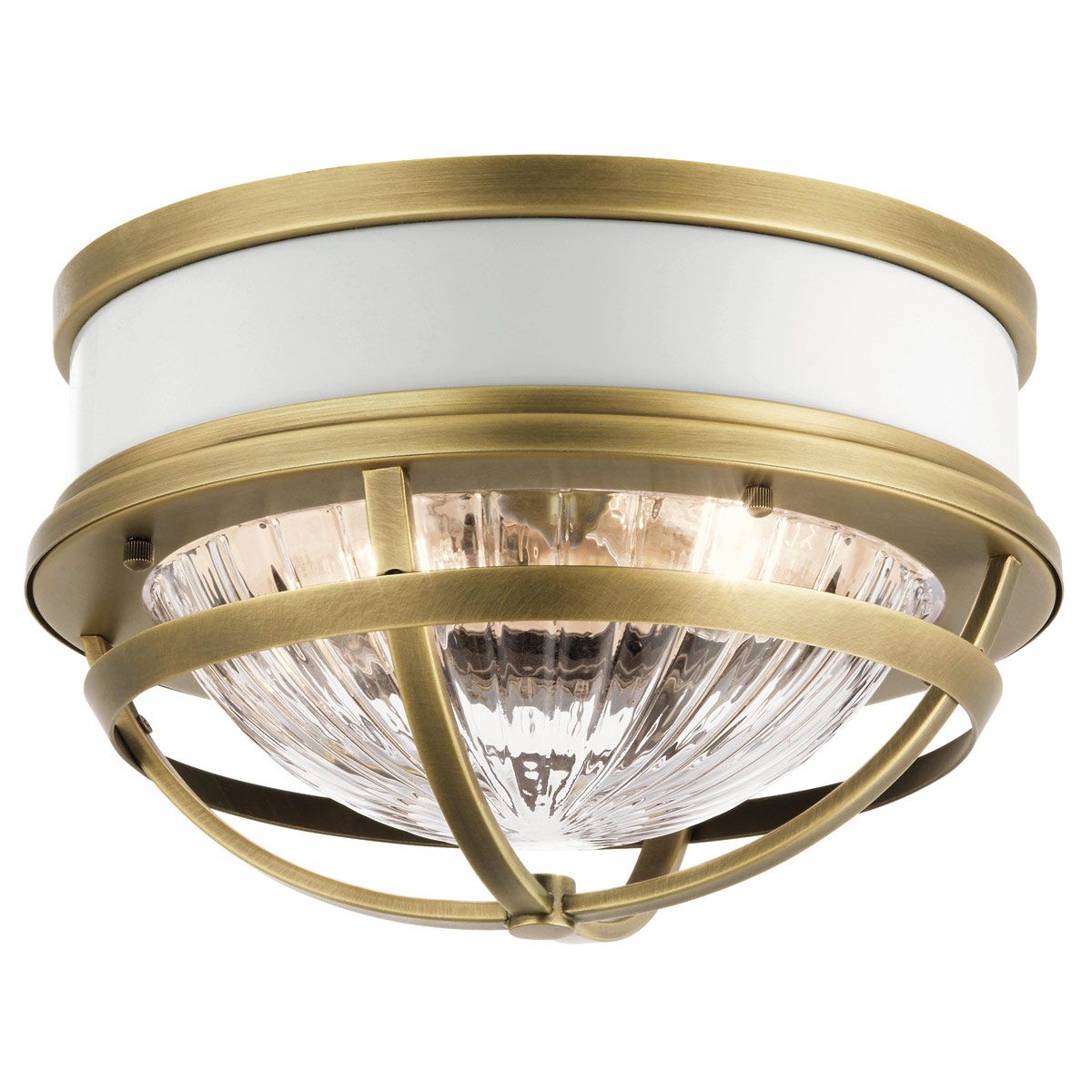 Tollis 2 Light Brass/White Flush Ceiling Light