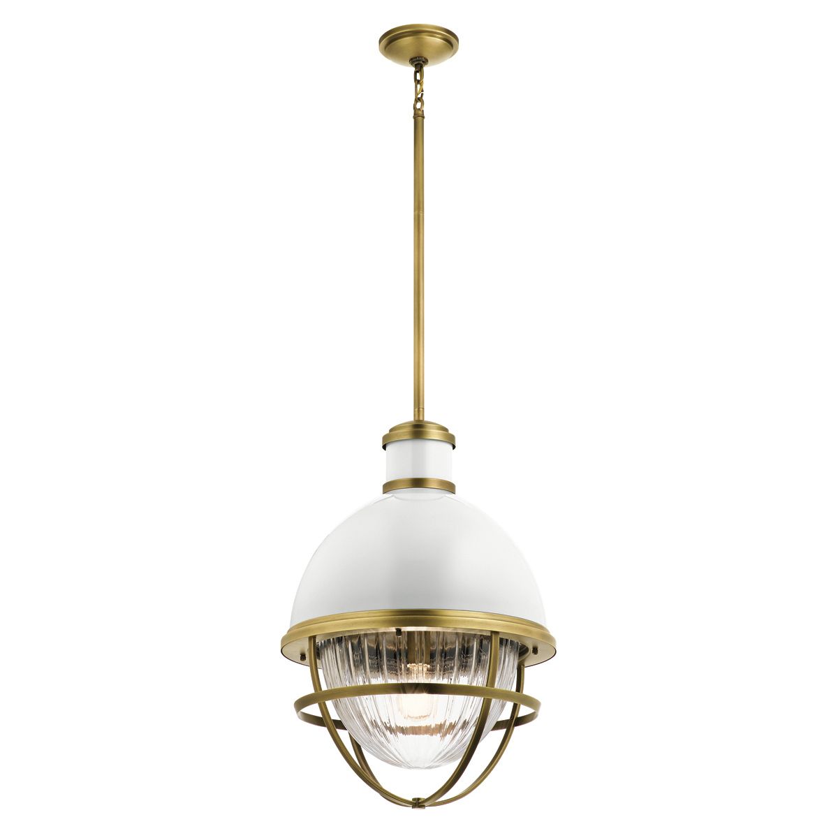 Tollis 1 Light Brass/White Living Room Pendant Light By Quintiesse Lighting QN-TOLLIS-P-NBR
