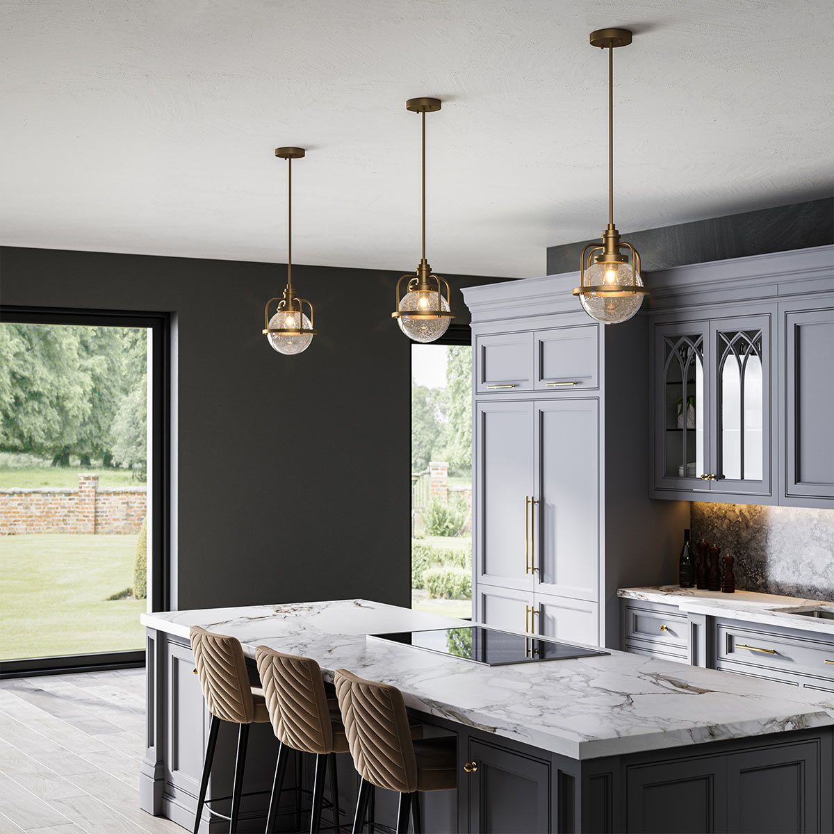 Triocent 1 Light Brass Bathroom Pendant or Semi Flush Light