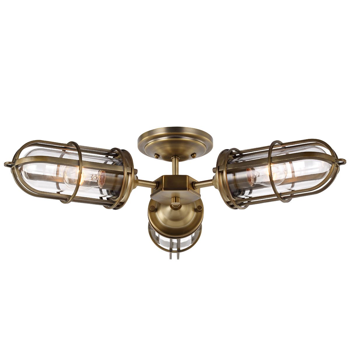 Urban Restoration 3 Light Brass Bathroom Semi Flush Ceiling Light