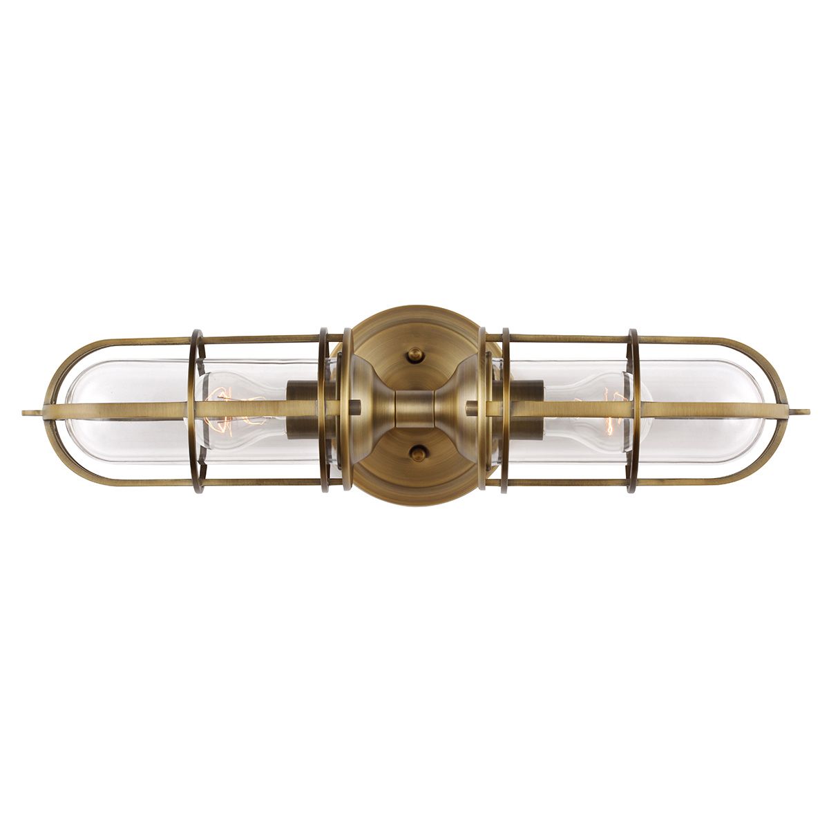 Urban Restoration 2 Light Brass Bathroom Wall Light QN-URBANREST2 by Feiss