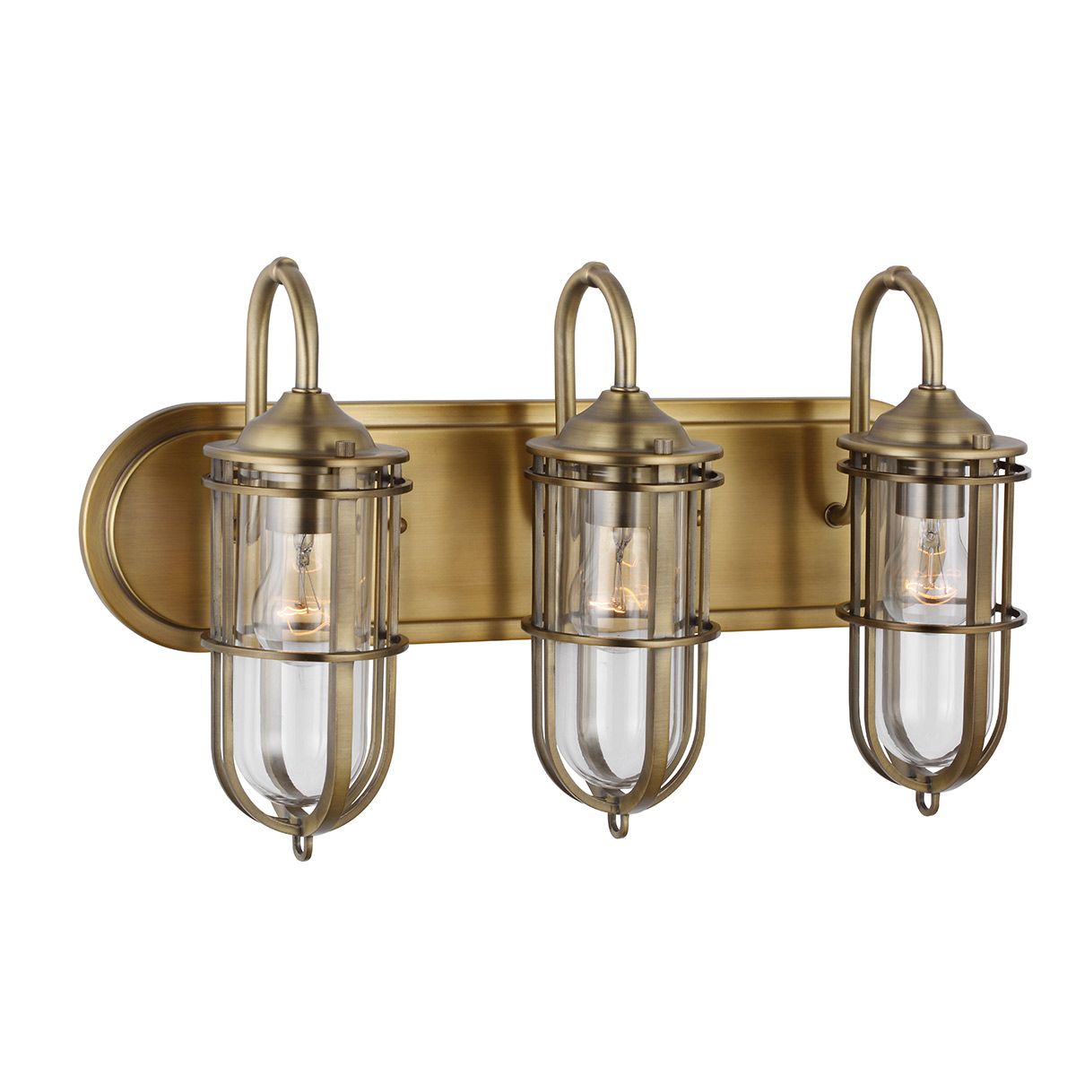 Urban Restoration 3 Light Brass Bathroom Wall Light QN-URBANREST3 by Feiss
