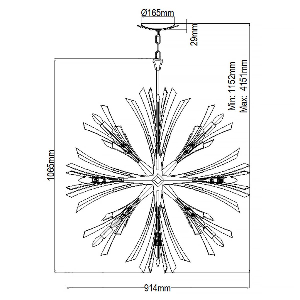 Vida 13 Light Large Gold Pendant Light