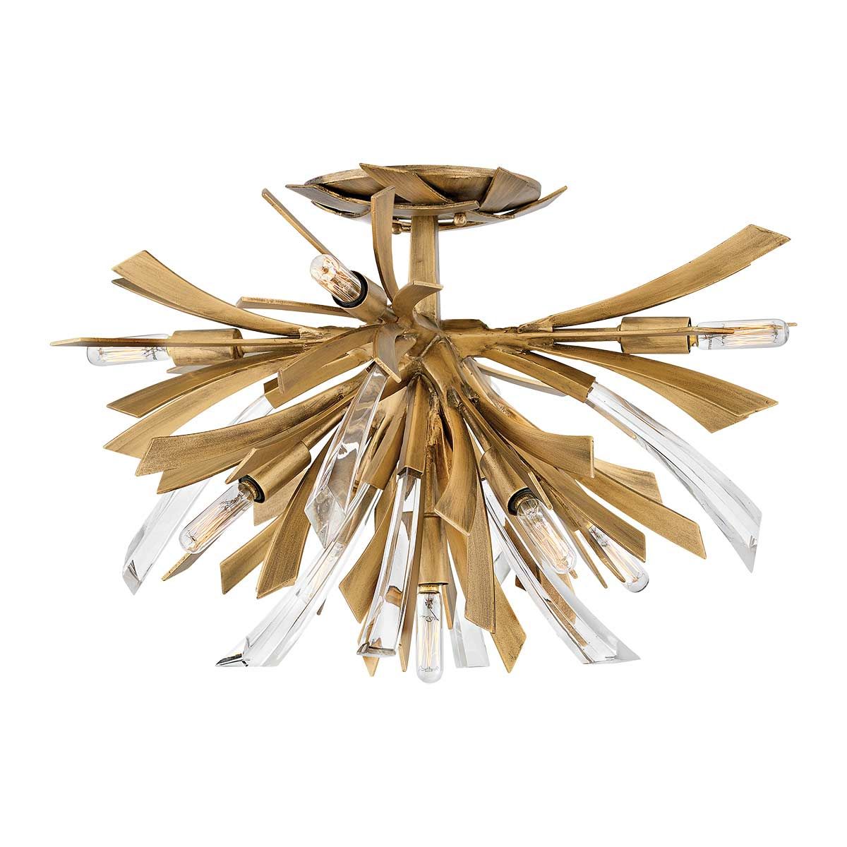Vida 9 Light Gold Semi Flush Ceiling Light
