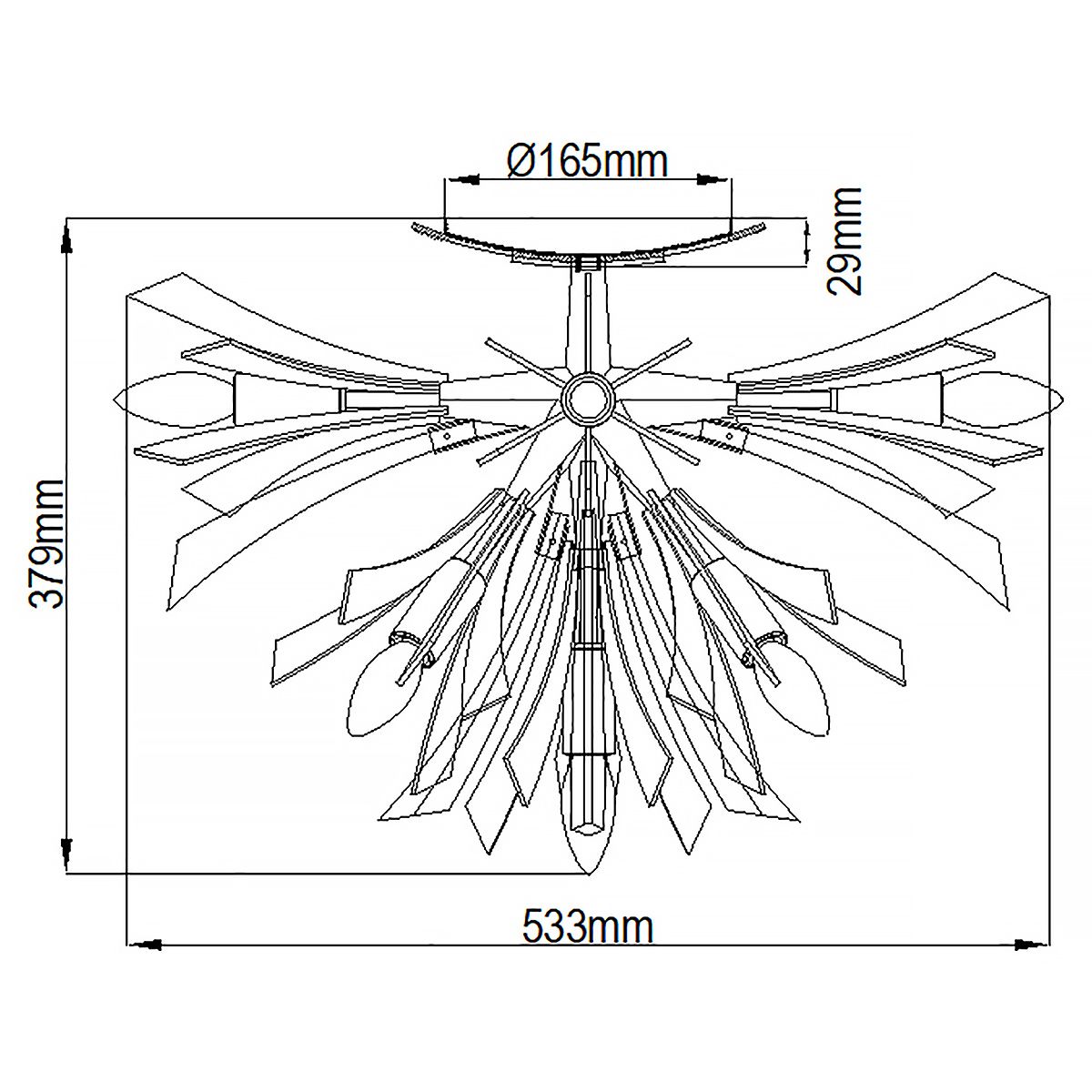 Vida 9 Light Gold Semi Flush Ceiling Light