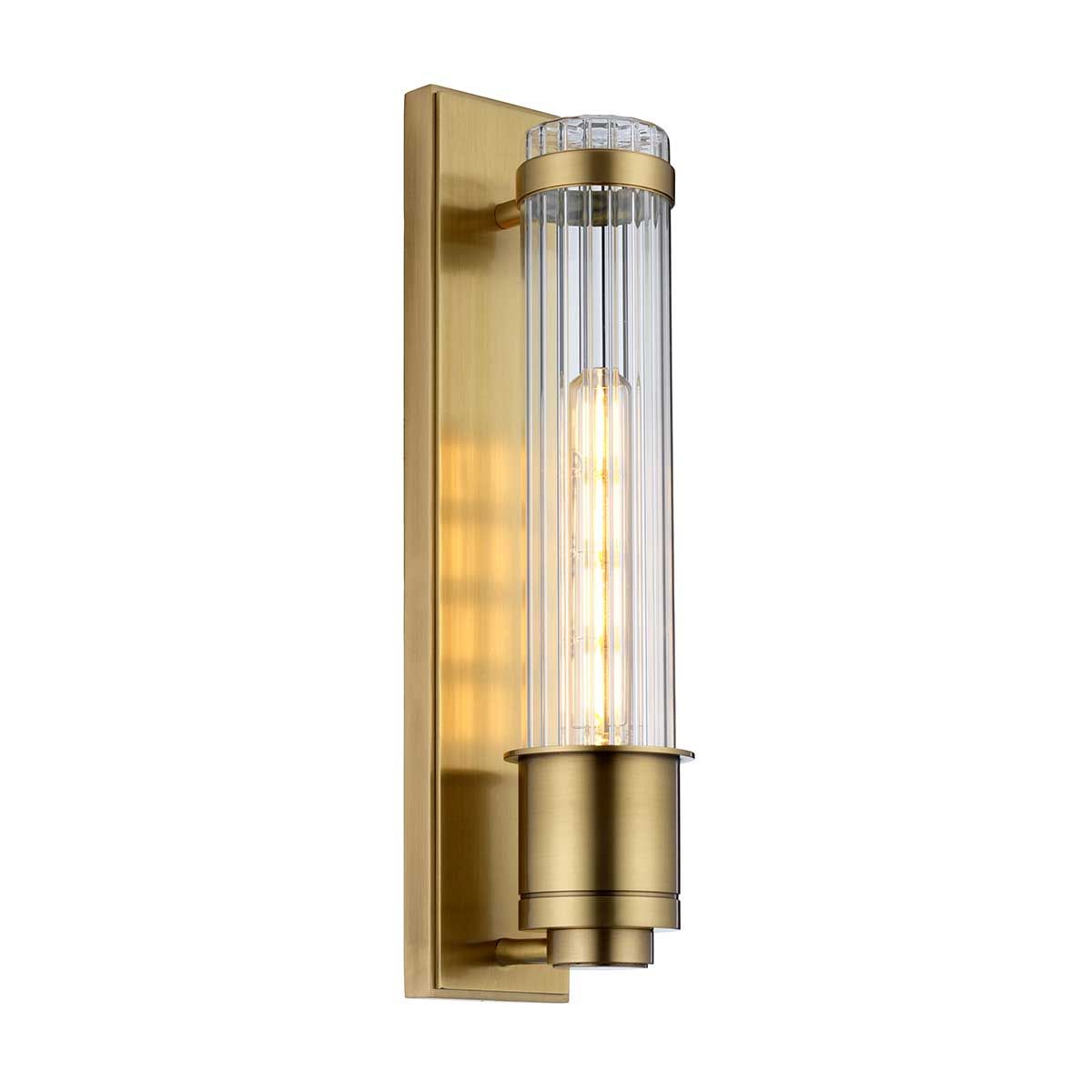 Wellington 1 Light Aged Brass Bathroom Wall Light QN-WELLINGTON1-AB by Quintiesse