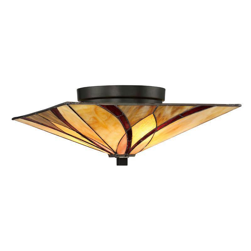 Quoizel Asheville Flush Tiffany Ceiling Light-WAREHOUSE-40-240426