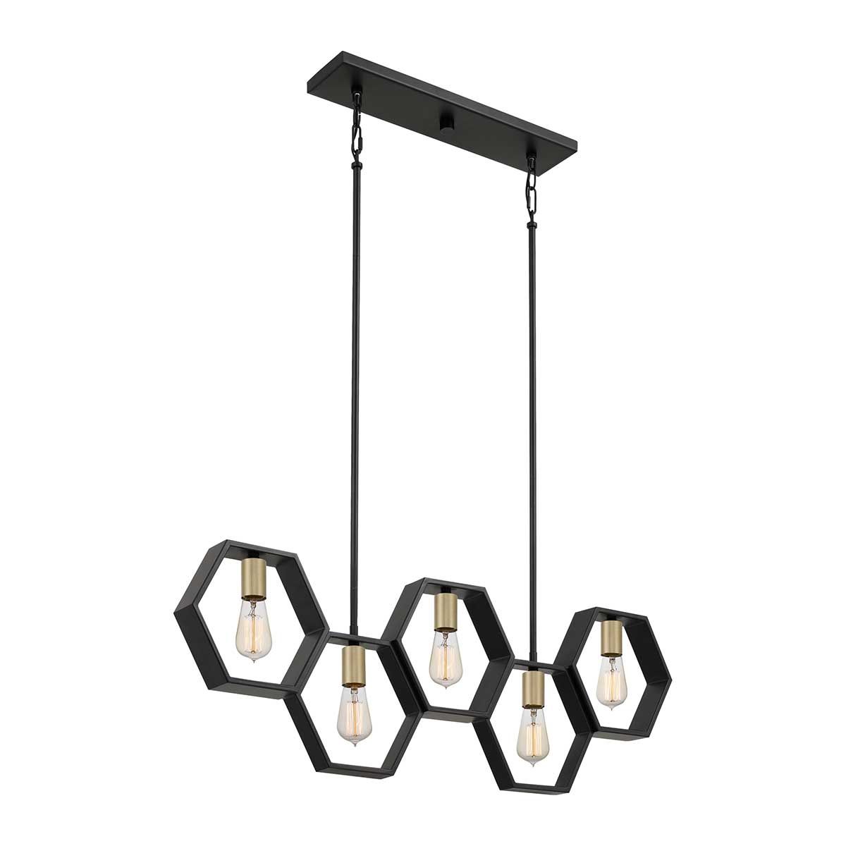 Bismarck Black 5 Light Linear Pendant Light QZ-BISMARCK-ISLE-EK by Quoizel