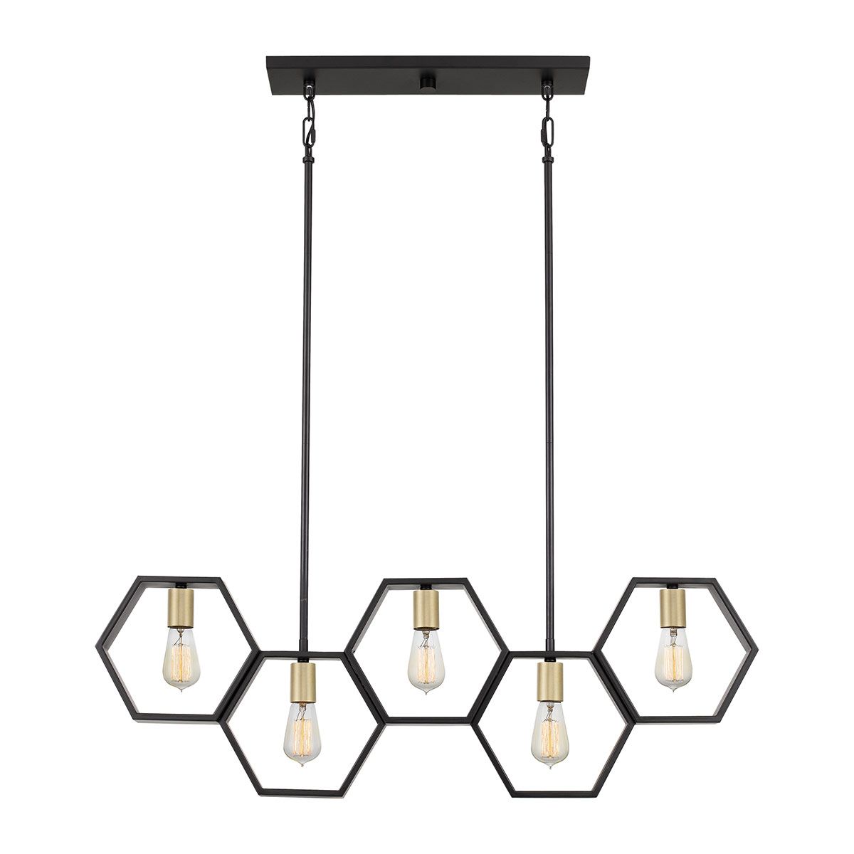 Bismarck Black 5 Light Linear Pendant Light
