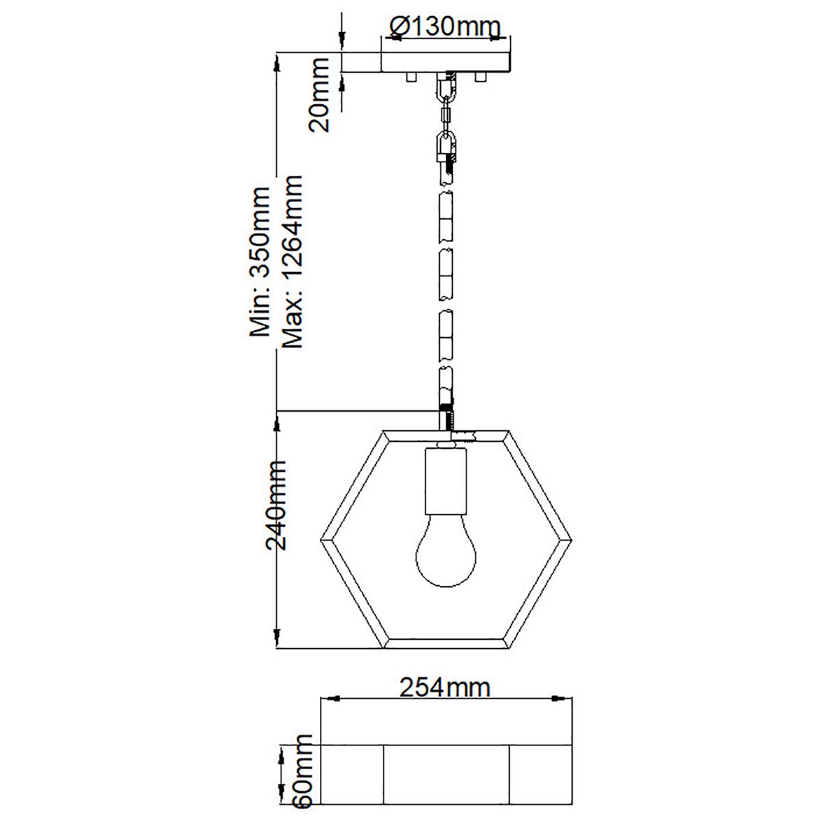 Bismarck Black 1 Light Mini Ceiling Pendant Light