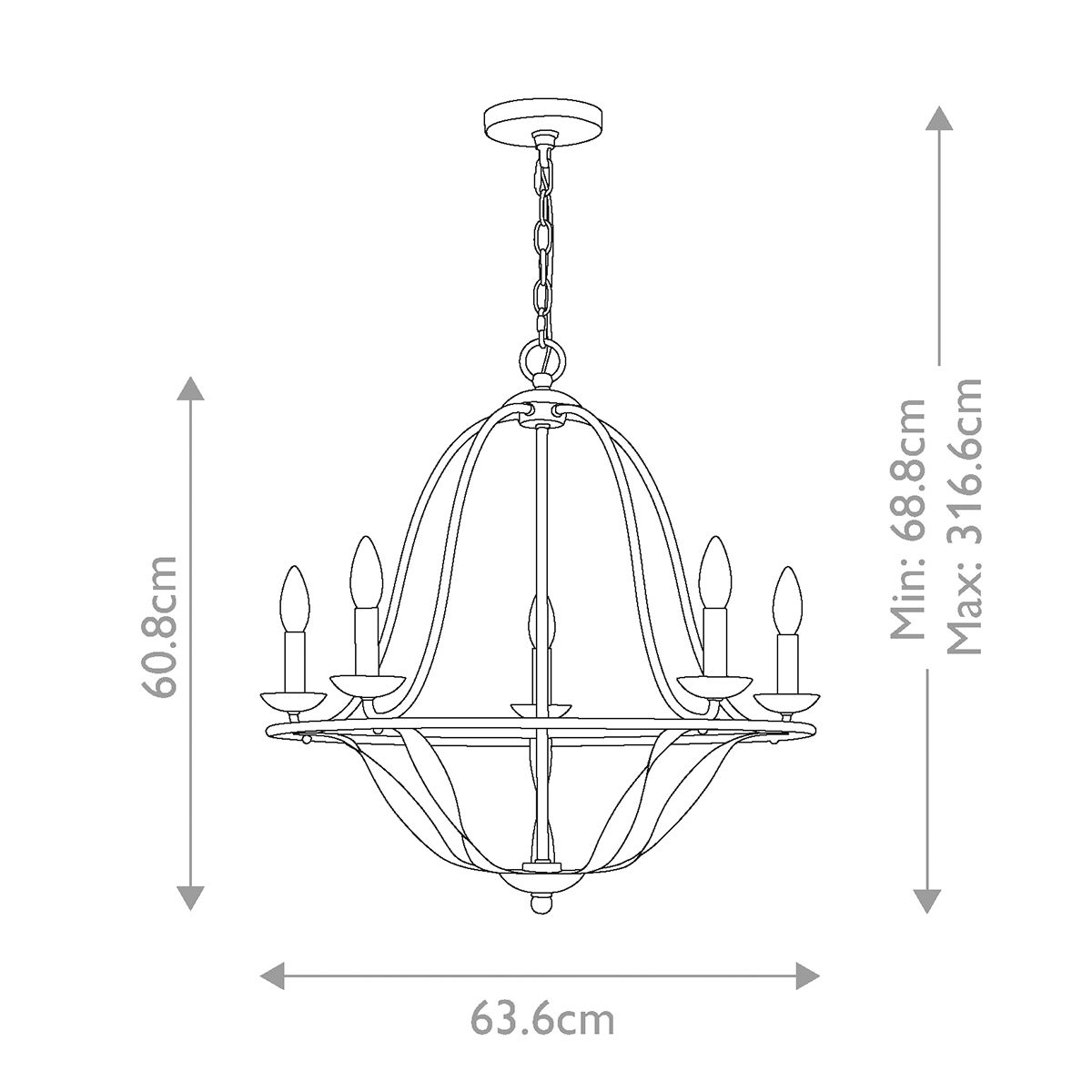 Elstead Lighting Quoizel Bradbury 5 Light Grey Chandelier