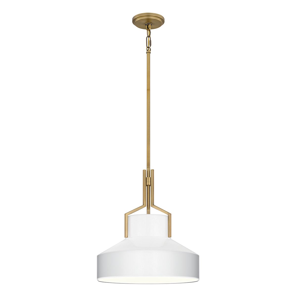Quoizel Brecken Aged Brass and Cased Opal glass Shade Ceiling Pendant Light