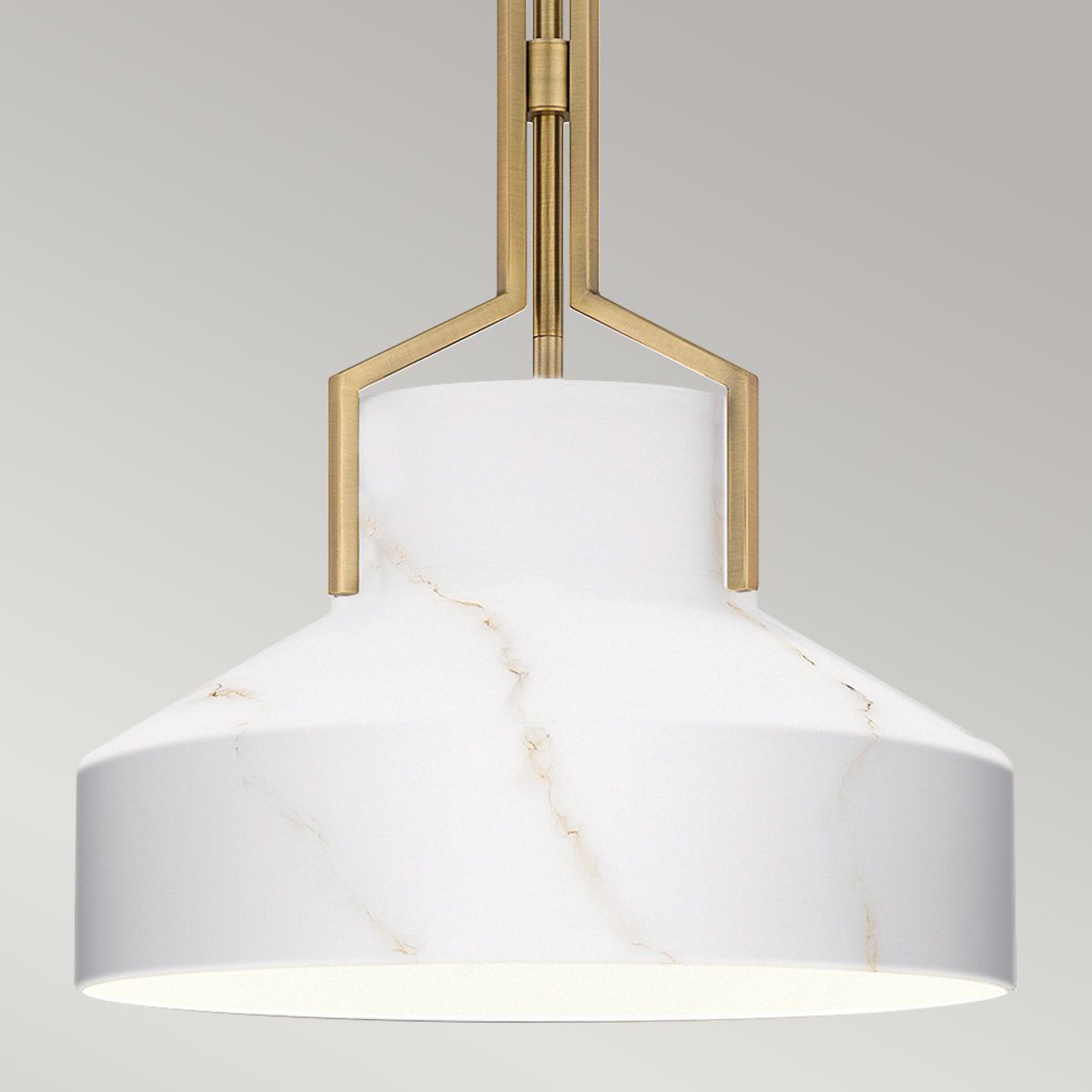 Quoizel Brecken Aged Brass and faux Alabaster glass Shade Ceiling Pendant Light
