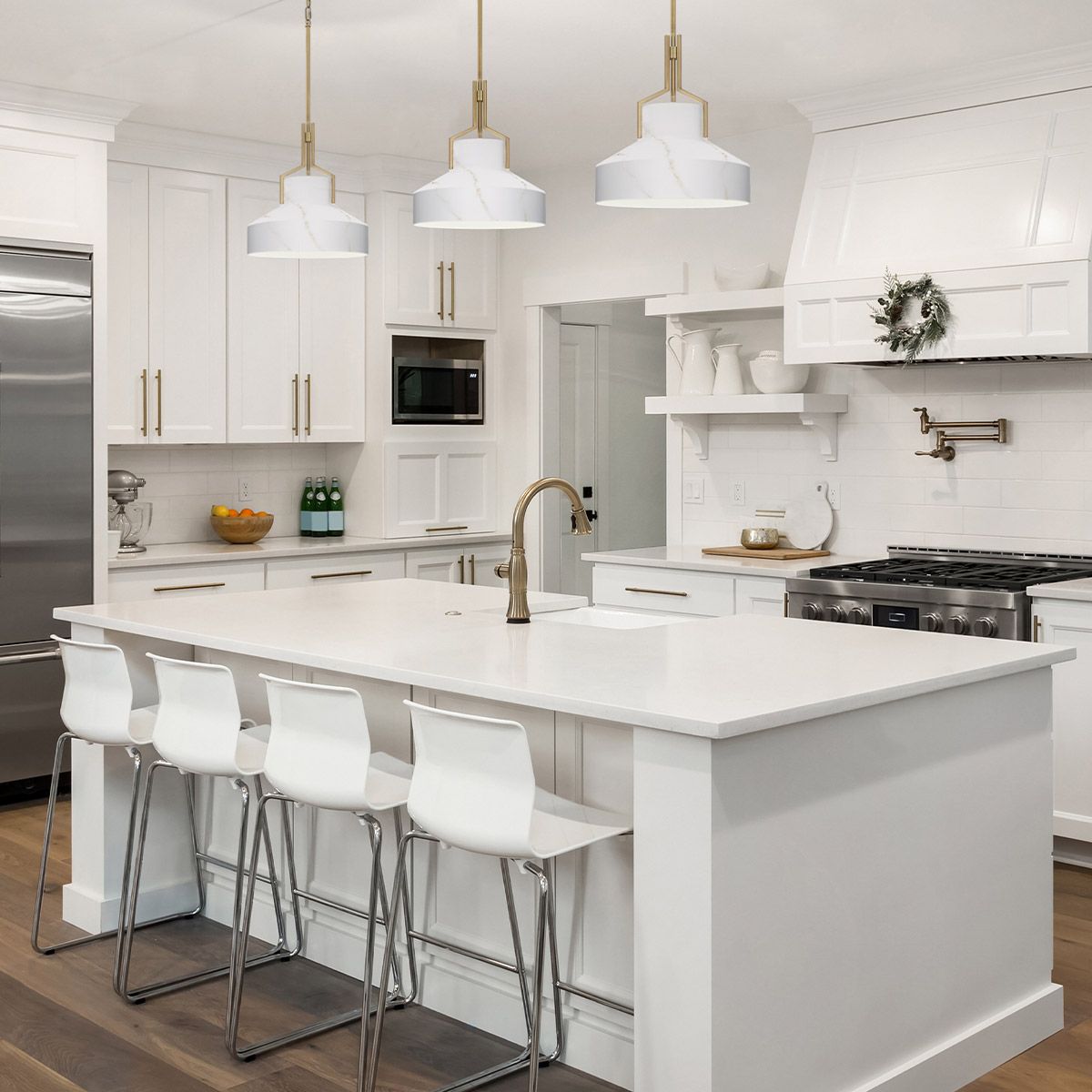 Quoizel Brecken Aged Brass and faux Alabaster glass Shade Ceiling Pendant Light