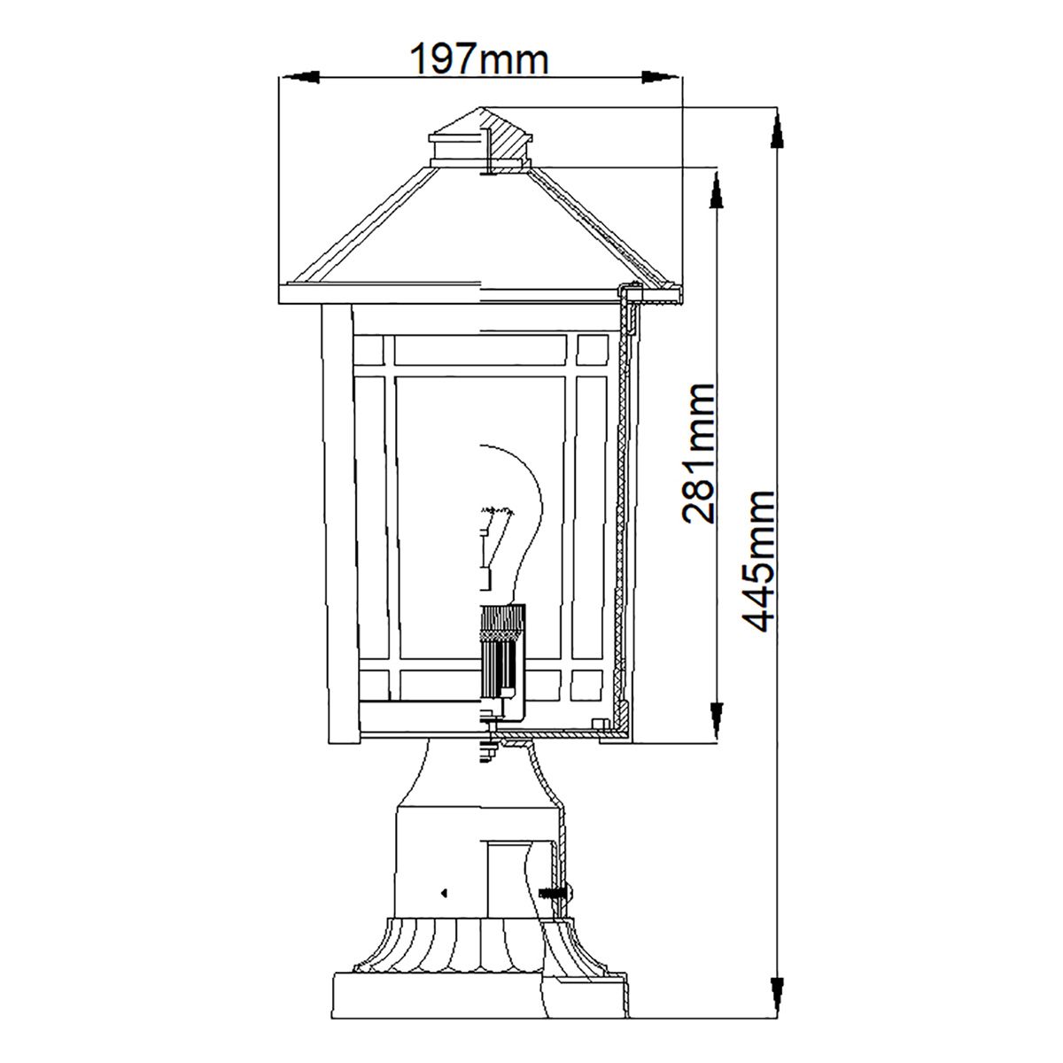 Quoizel Cedar Point 1 Light Black Outdoor Pedestal