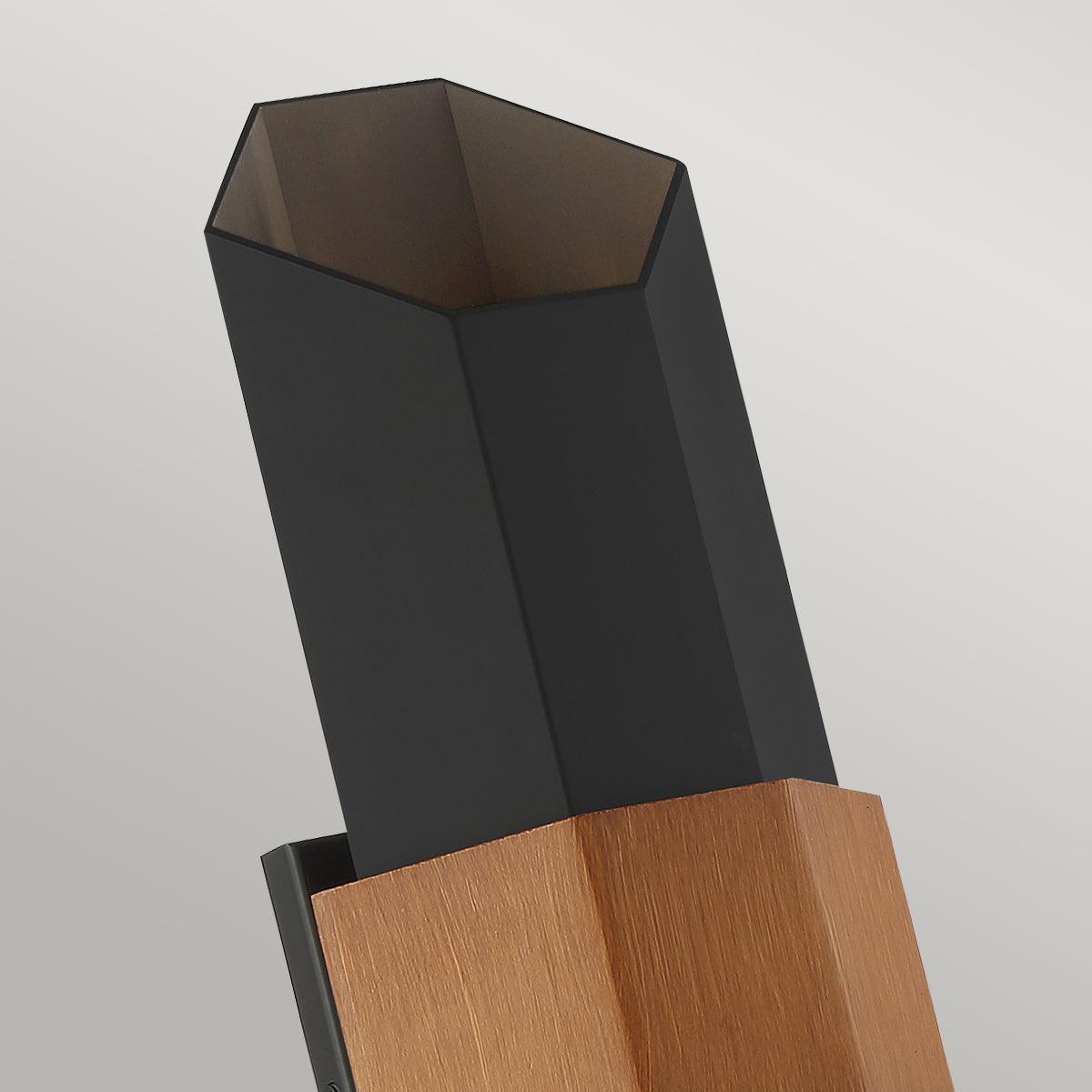 Quoizel Chasm Large LED Outdoor Wall Light - Black & Wood-OPEN-BOX