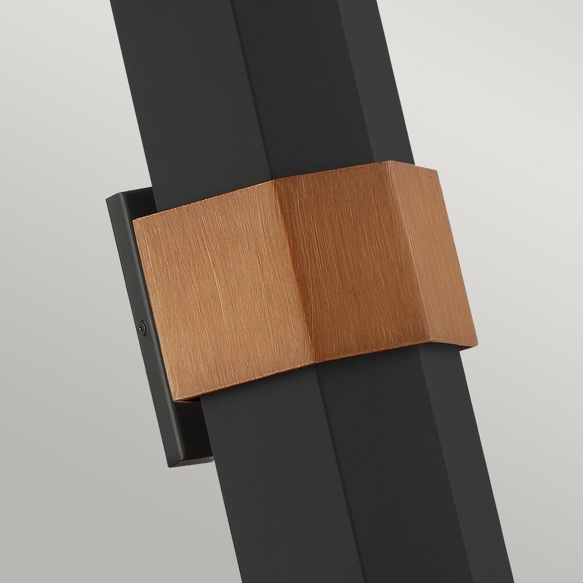 Quoizel Chasm Large LED Outdoor Wall Light - Black & Wood-OPEN-BOX