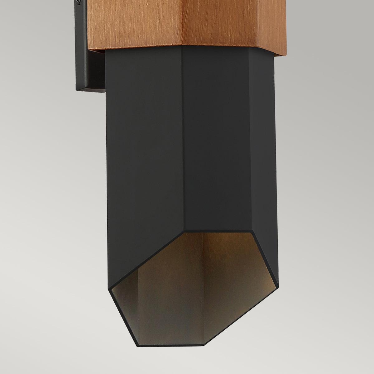 Quoizel Chasm Large LED Outdoor Wall Light - Black & Wood-OPEN-BOX