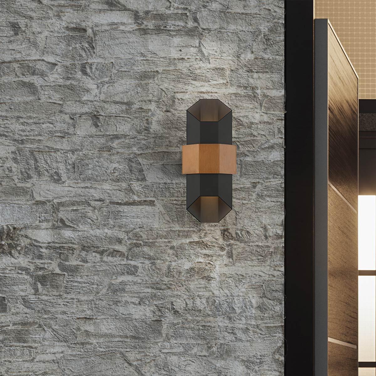 Quoizel Chasm Medium LED Outdoor Wall Light - Black & Wood