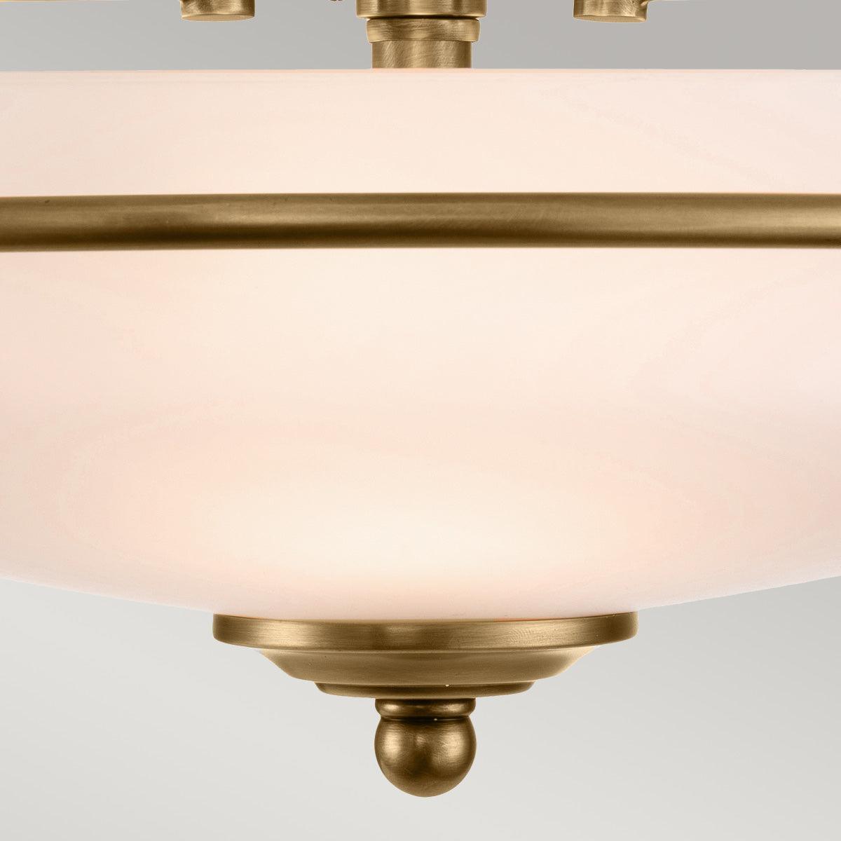 Quoizel Griffin 3 Light Frosted Glass Weathered Brass Flush