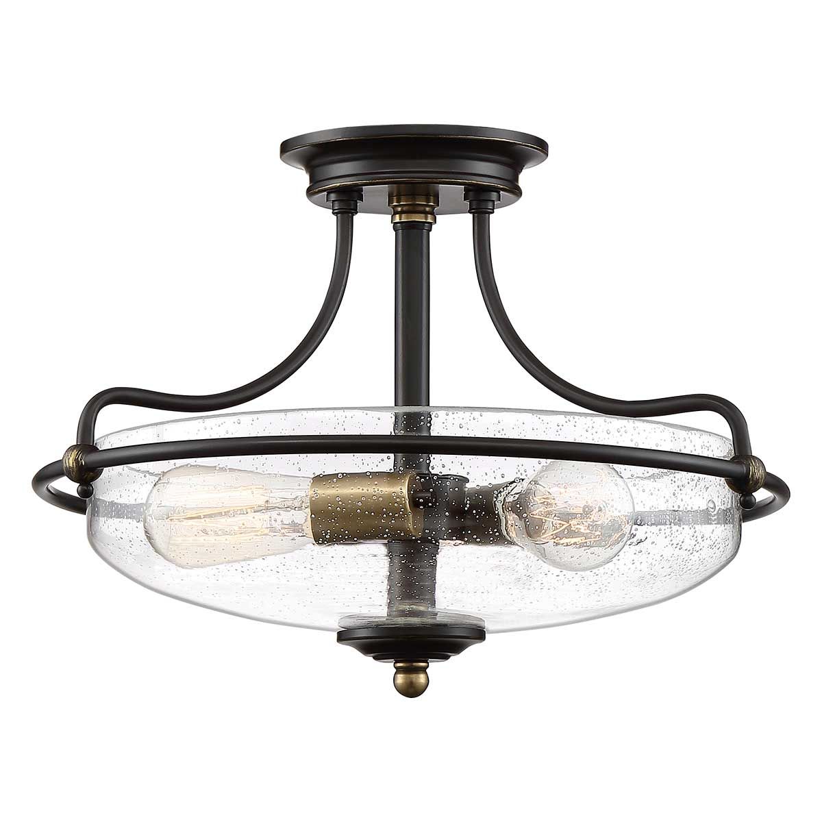 Griffin 3 Light Small Bronze Semi-Flush Ceiling Light