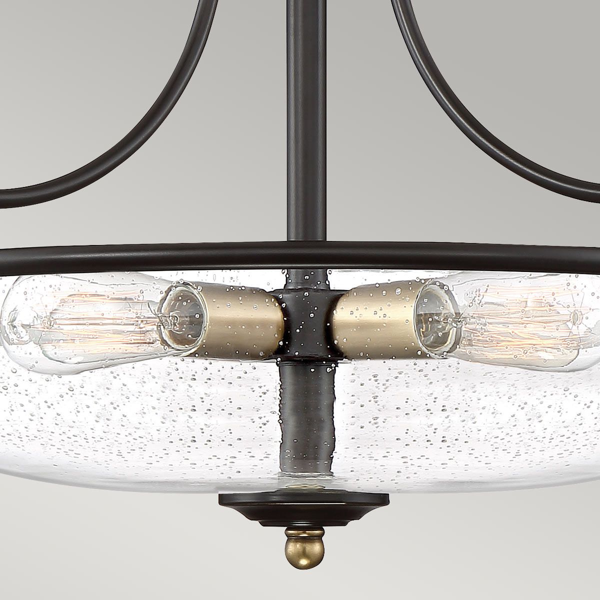 Griffin 3 Light Small Bronze Semi-Flush Ceiling Light