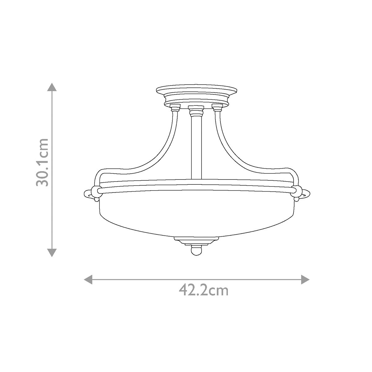 Griffin 3 Light Small Bronze Semi-Flush Ceiling Light