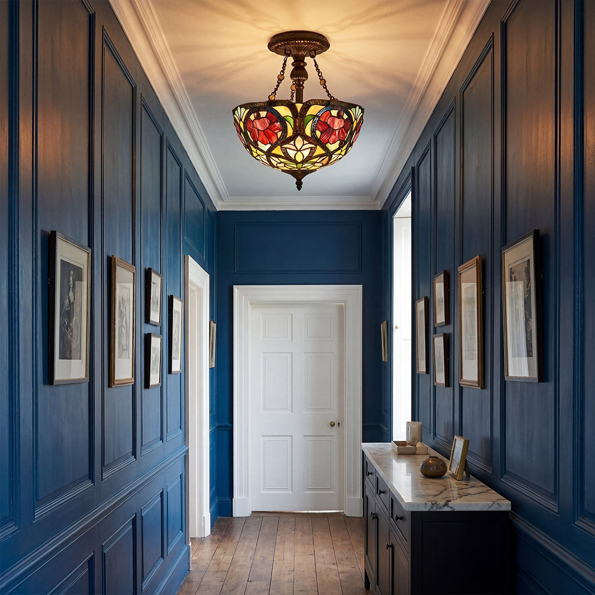 Quoizel Larissa Semi Flush Tiffany Ceiling Light