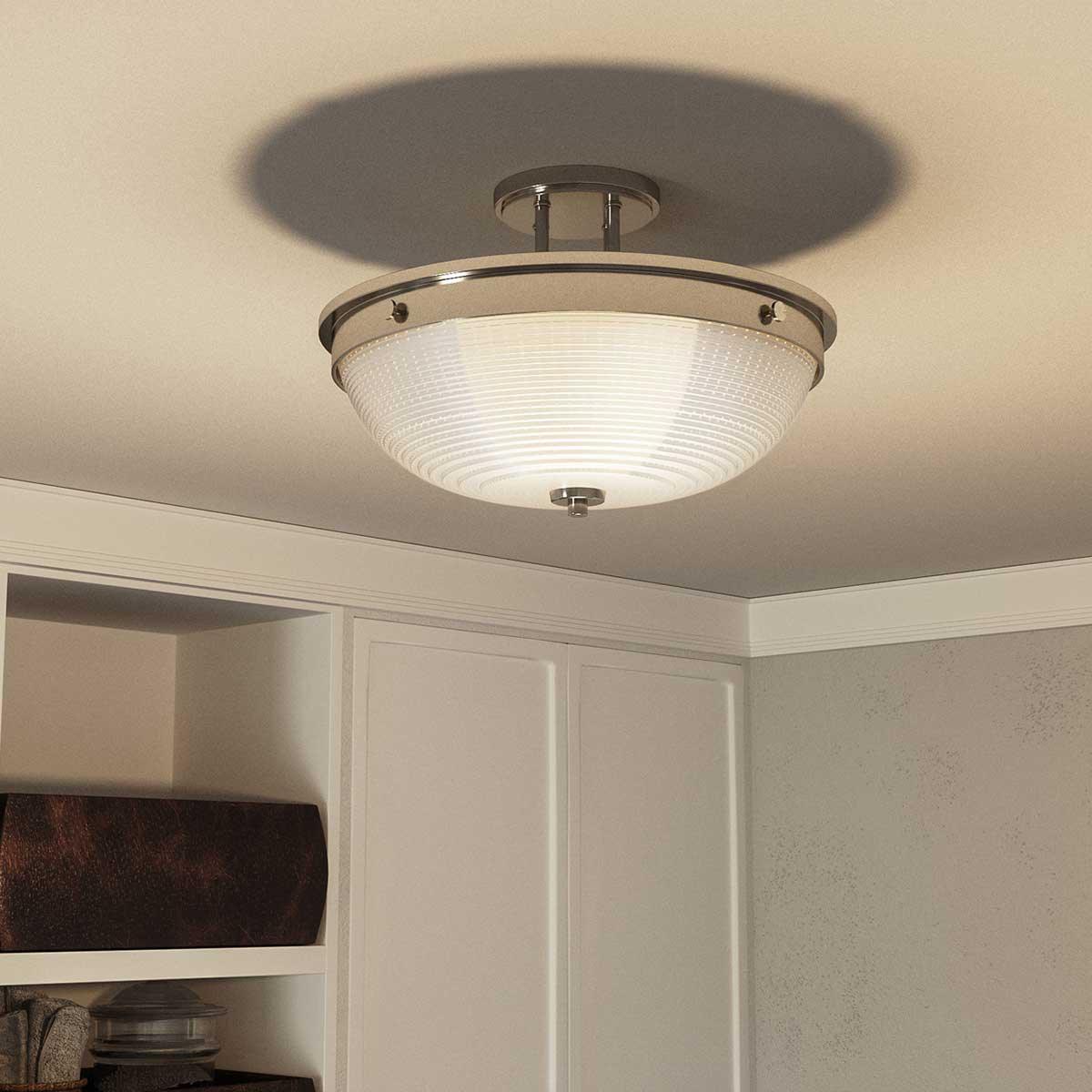 Quoizel Mantle 2 Light Semi-Flush Polished Nickel Ceiling Light
