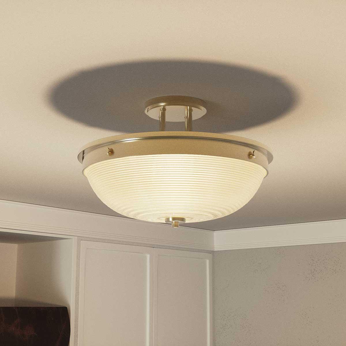 Quoizel Mantle 2 Light Semi-Flush Brass Ceiling Light