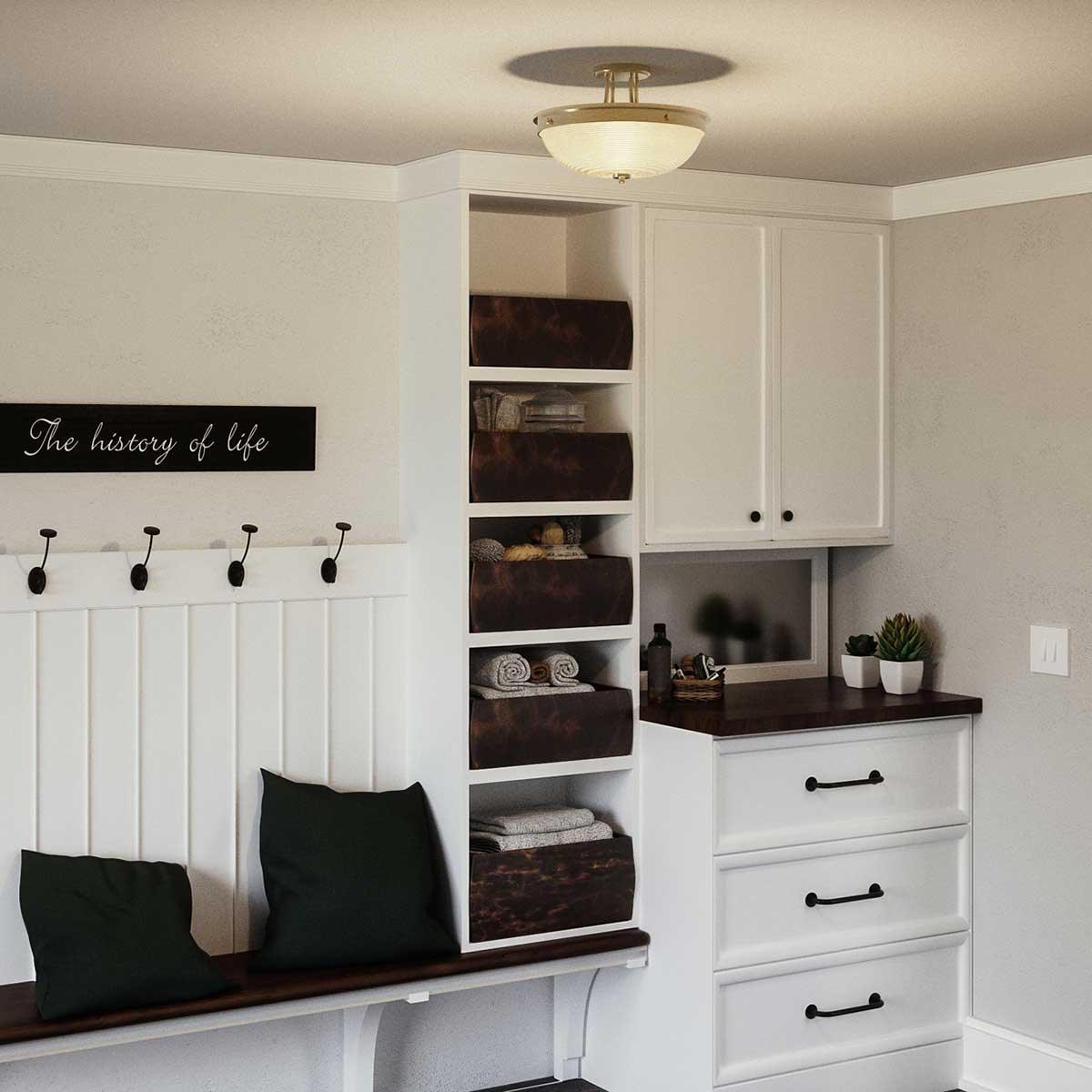 Quoizel Mantle 2 Light Semi-Flush Brass Ceiling Light