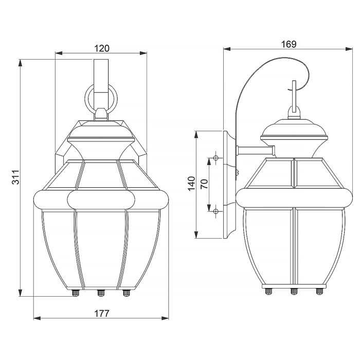 Quoizel Newbury Polished Brass Small Outdoor Wall Light