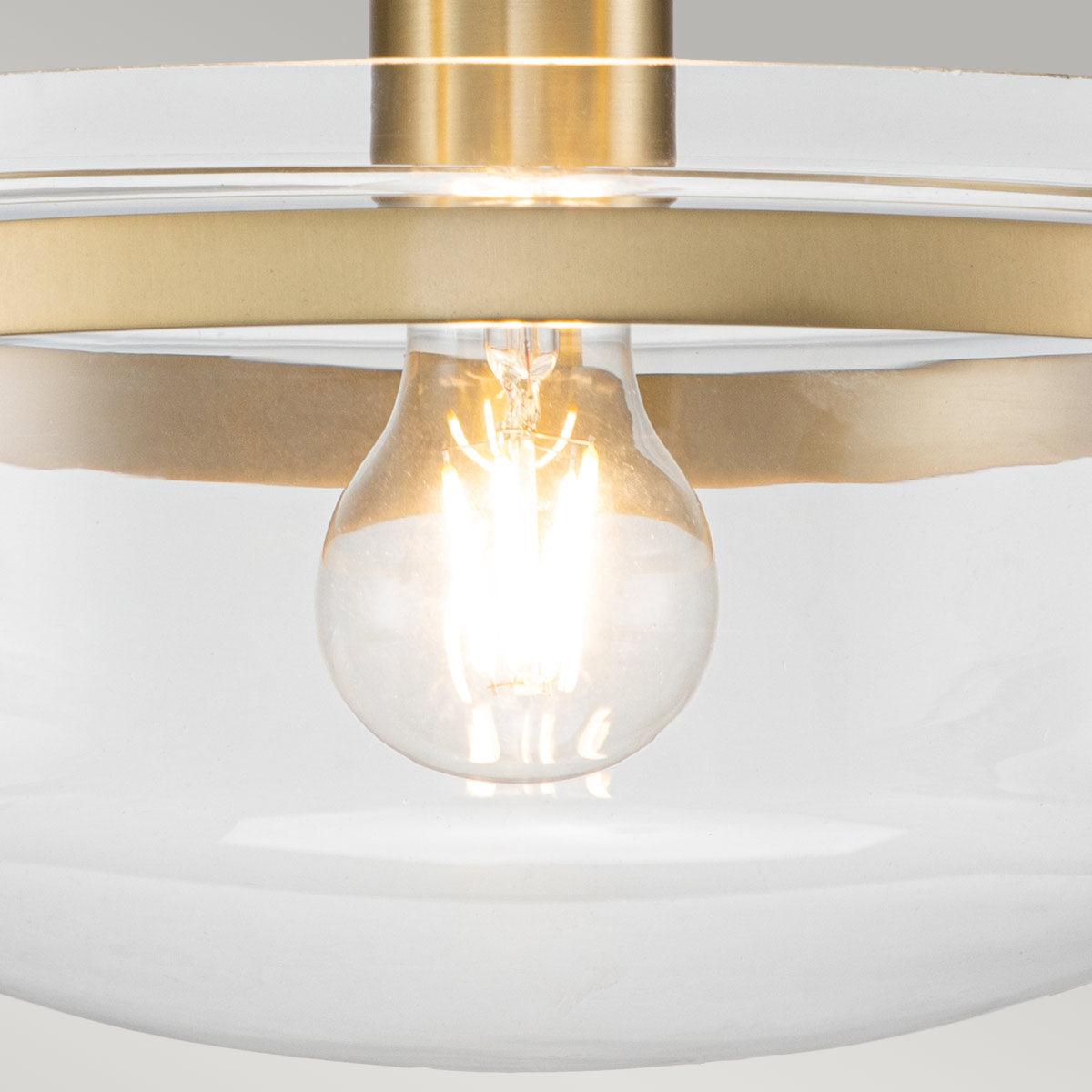 Quoizel Penn Station Brushed Brass Semi Flush - Glass Shade