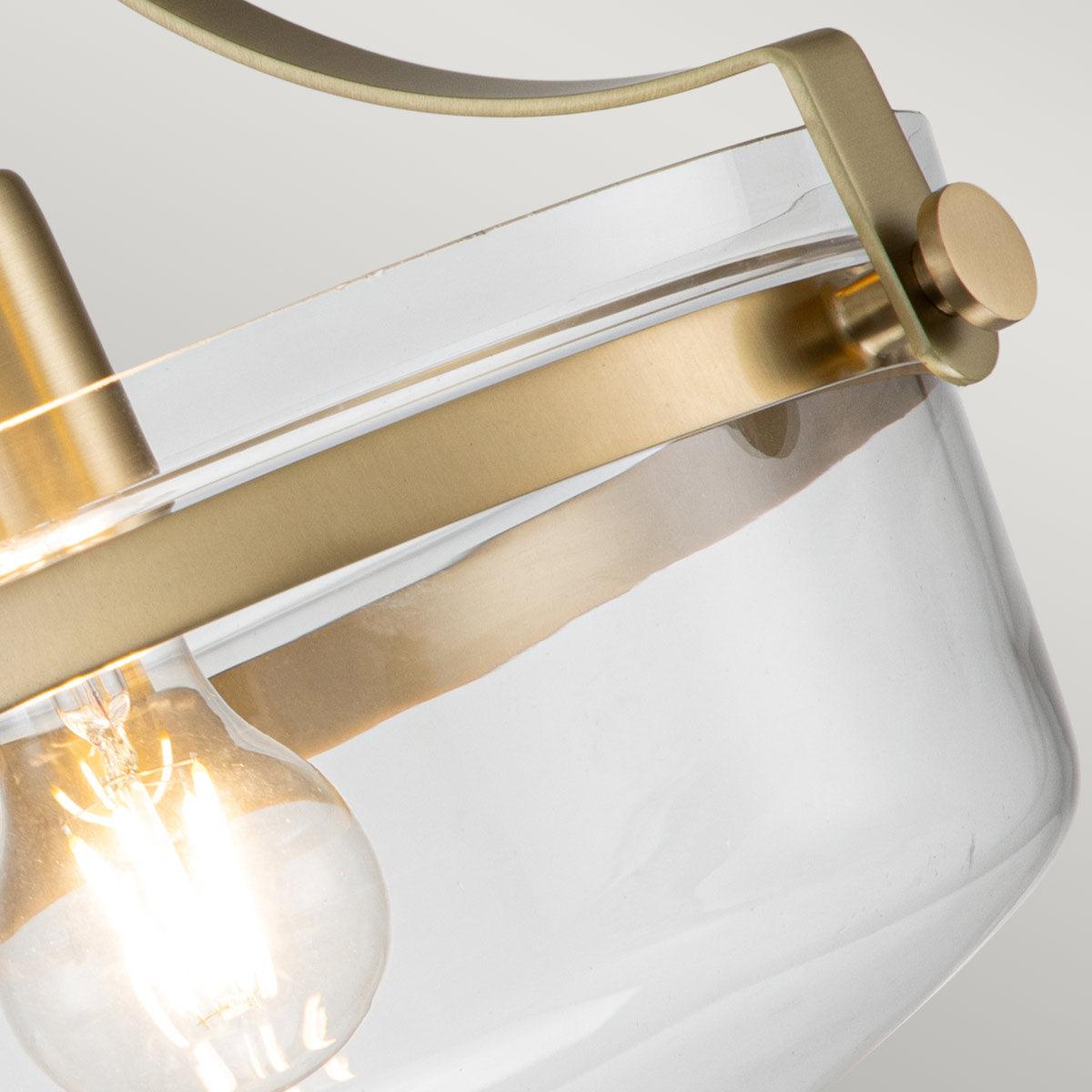 Quoizel Penn Station Brushed Brass Semi Flush - Glass Shade