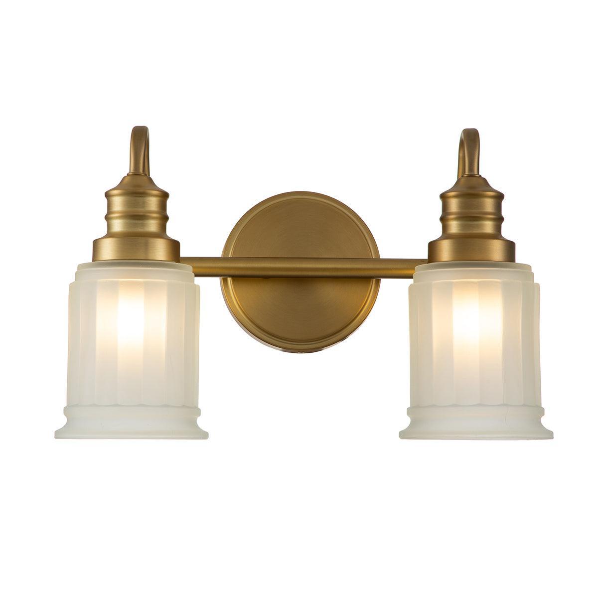 Quoizel Swell 2 Light Brushed Brass Bathroom Wall Light-clearance