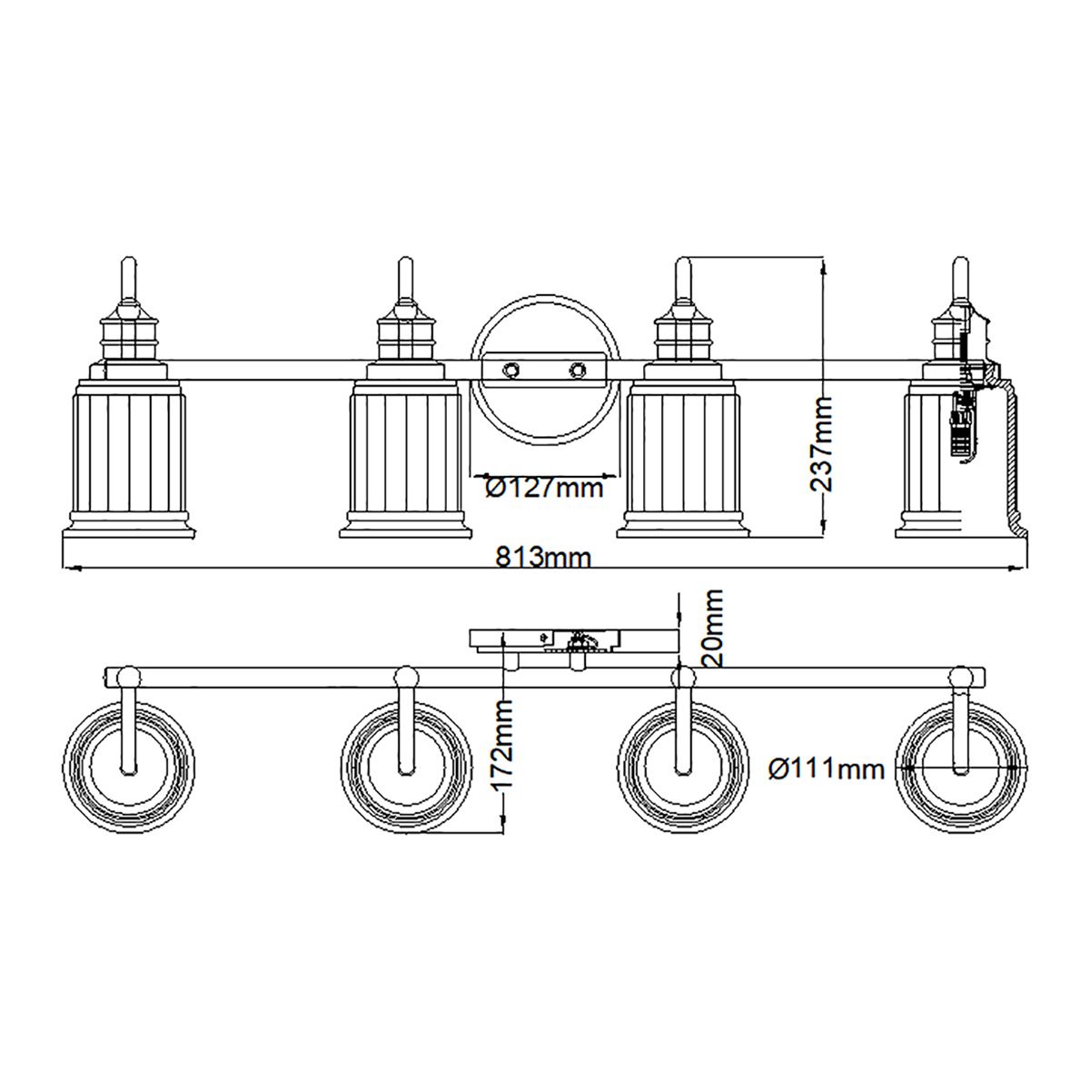 Quoizel Swell 4 Light Brass Bathroom Wall Light