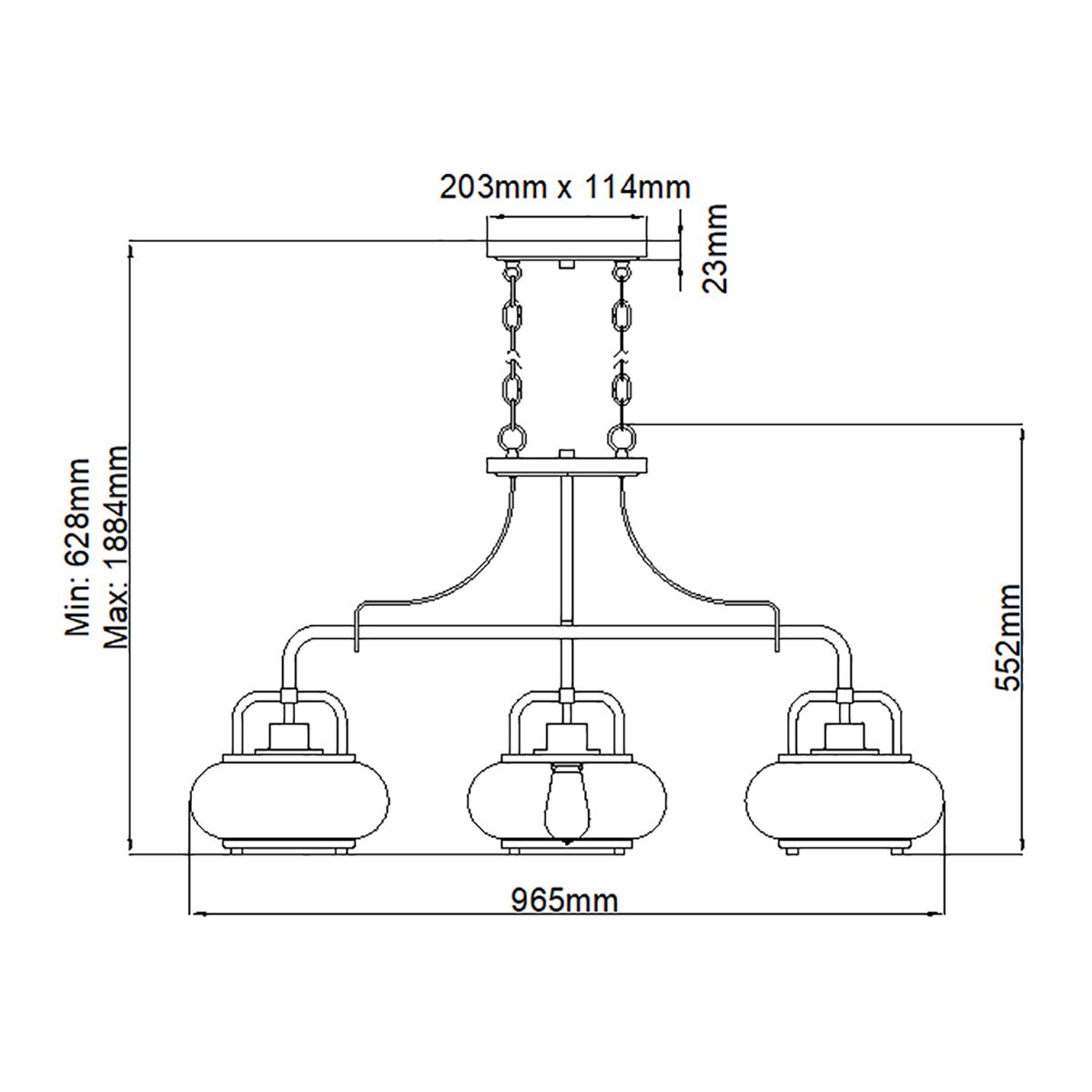 Quoizel Trilogy 3 Light Island Brushed Nickel Pendant
