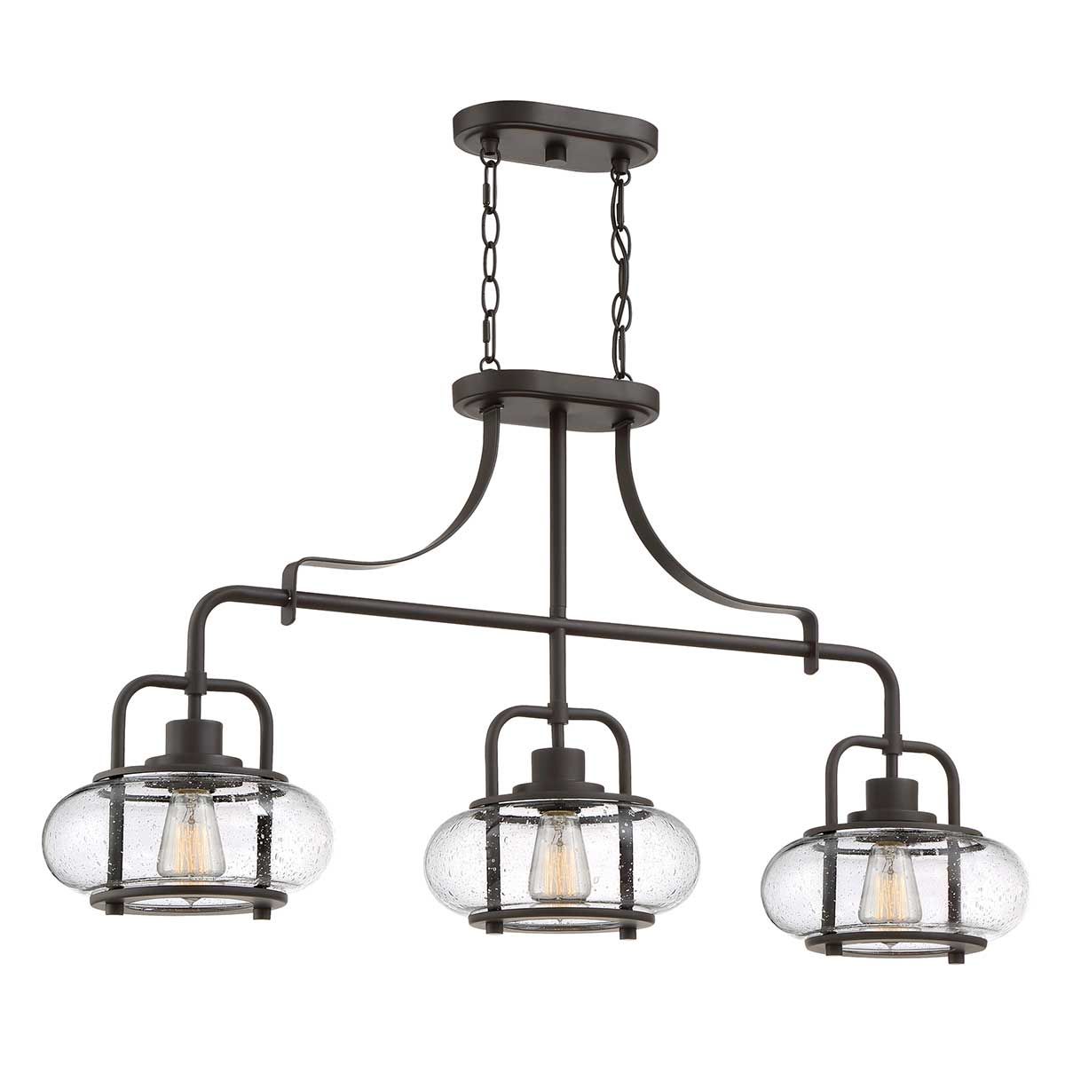 Trilogy 3 Light Bronze Kitchen Island Light QZ-TRILOGY-ISLE-OZ by Quoizel