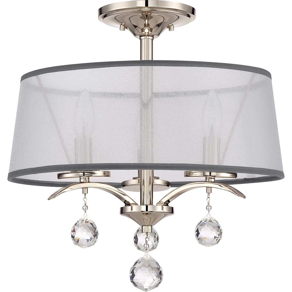 Whitney Silver Semi-Flush/Pendant Living Room Ceiling Light By Quoizel Lighting QZ-WHITNEY-SF