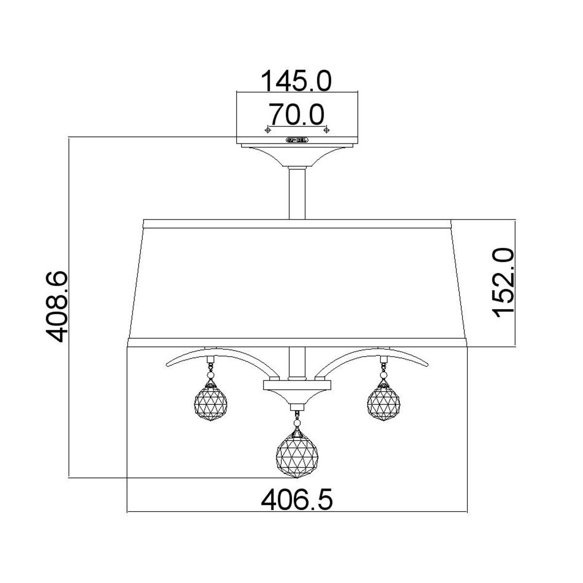 Whitney Silver Semi Flush or Pendant Ceiling Light