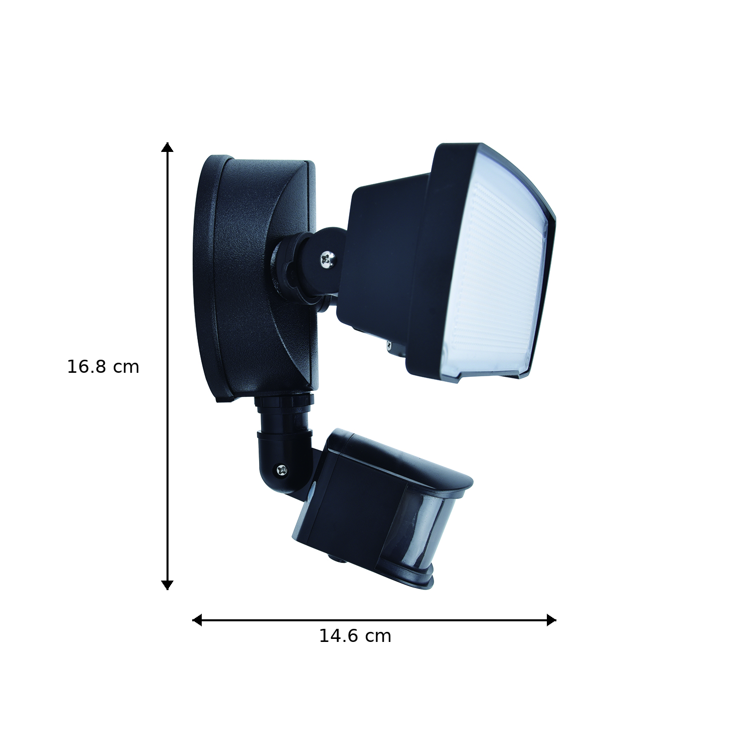 Lutec Chimera Black Twin Head Floodlight IP54 Photocell & PIR