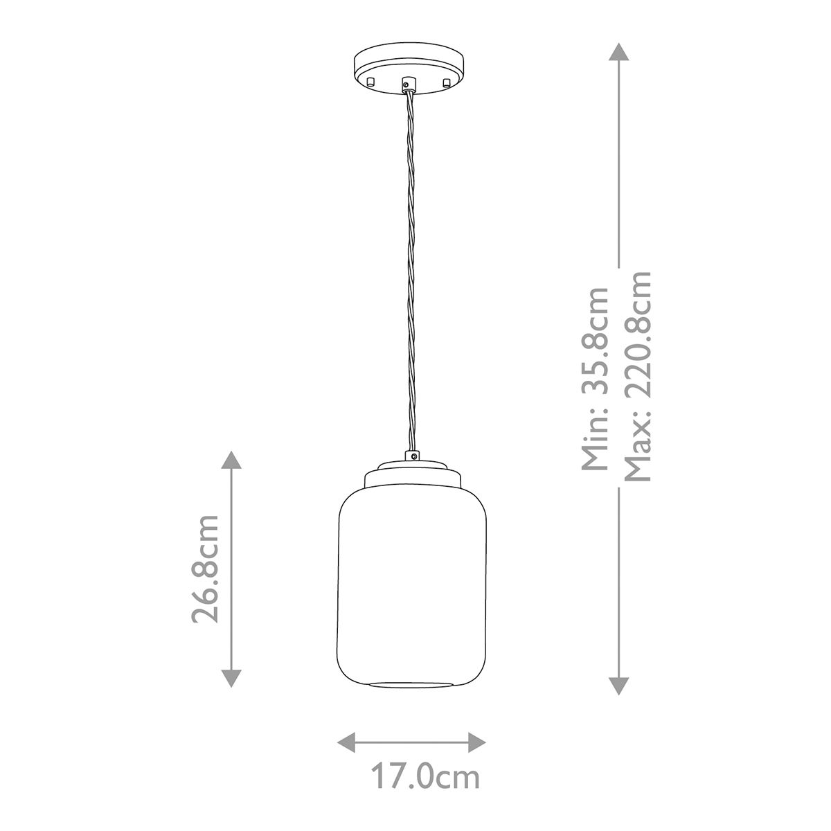 Elstead Lighting Sola 1 Light Nickel Pendant - Glass Shade