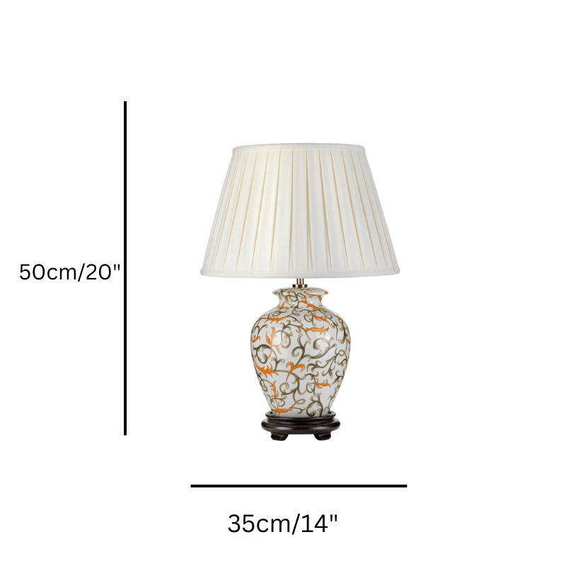 Elstead Soling 1 Light Ceramic Table Lamp - Green & Orange size guide