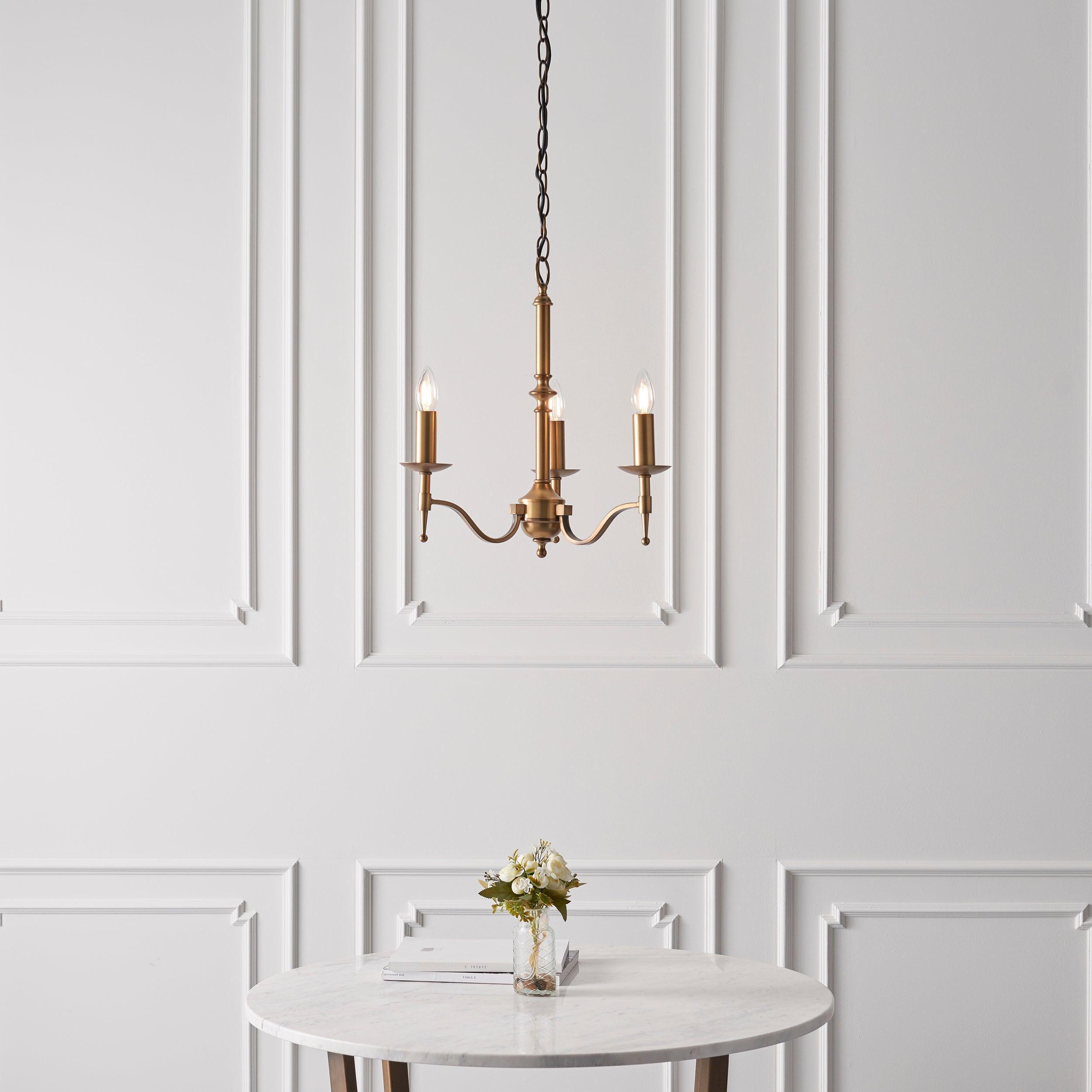 Stanford 3 Light Antique Brass Finish Chandelier-Interiors 1900-9-Tiffany Lighting Direct