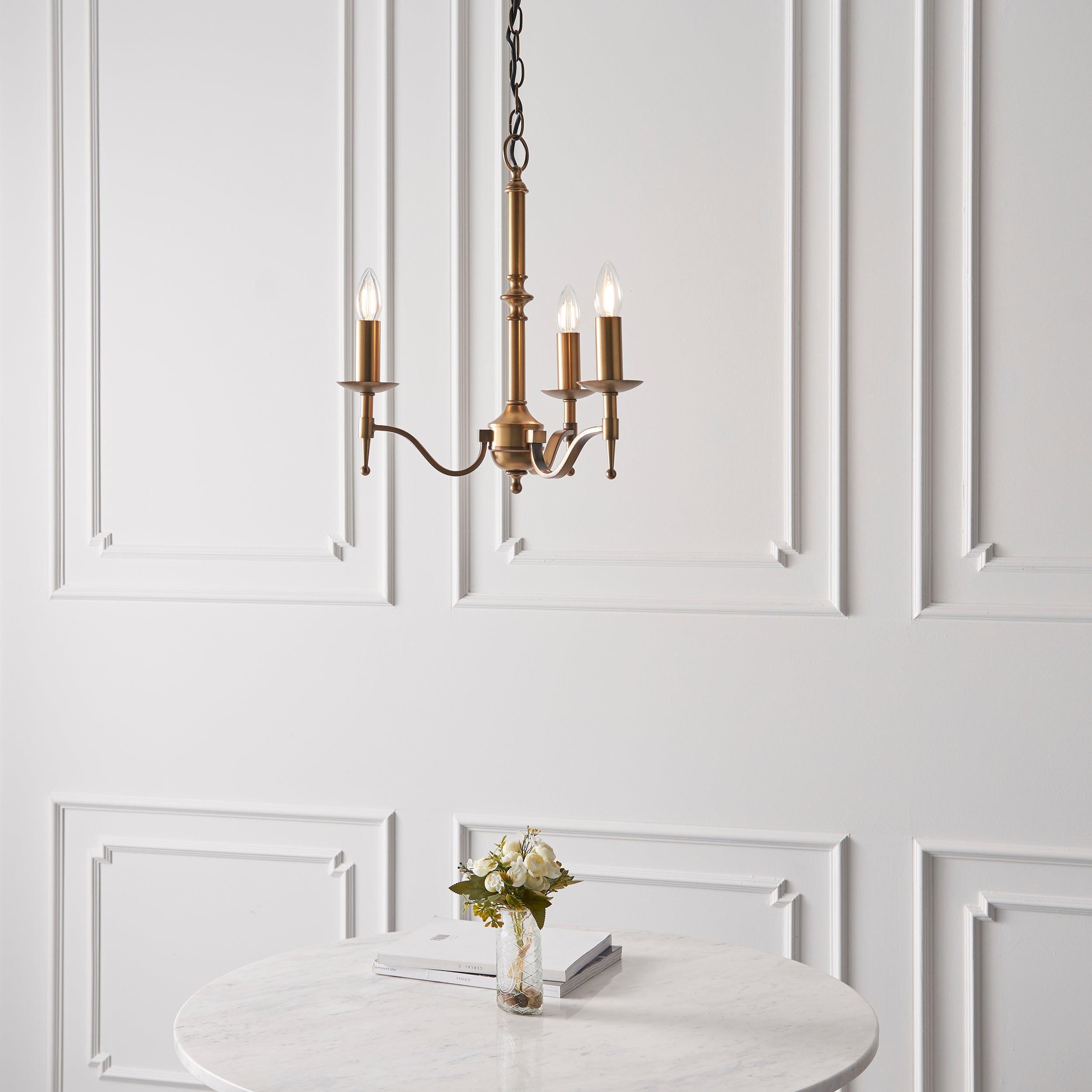 Stanford 3 Light Antique Brass Finish Chandelier-Interiors 1900-10-Tiffany Lighting Direct