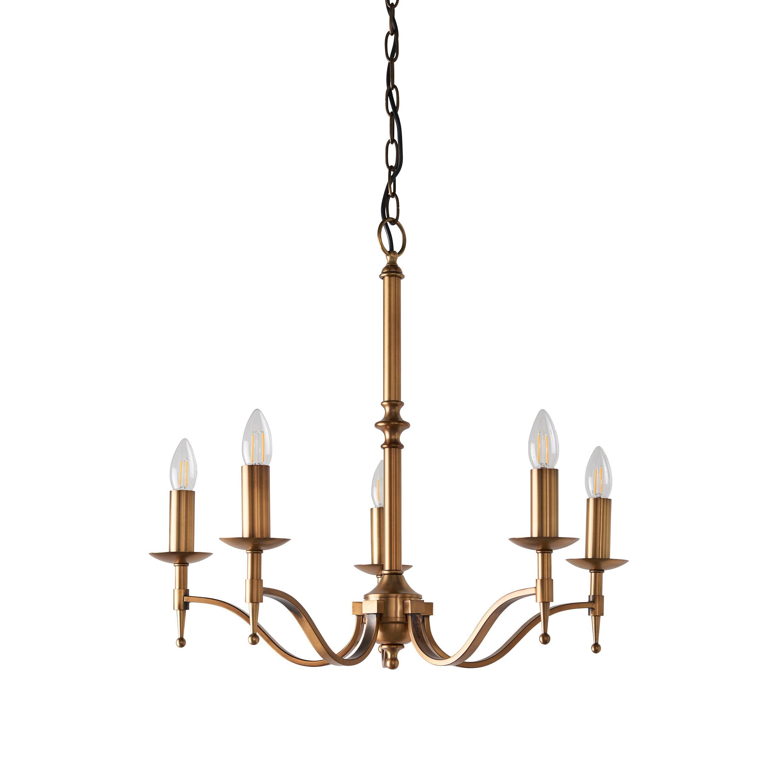 Stanford 5 Light Antique Brass Finish Chandelier-Interiors 1900-10-Tiffany Lighting Direct