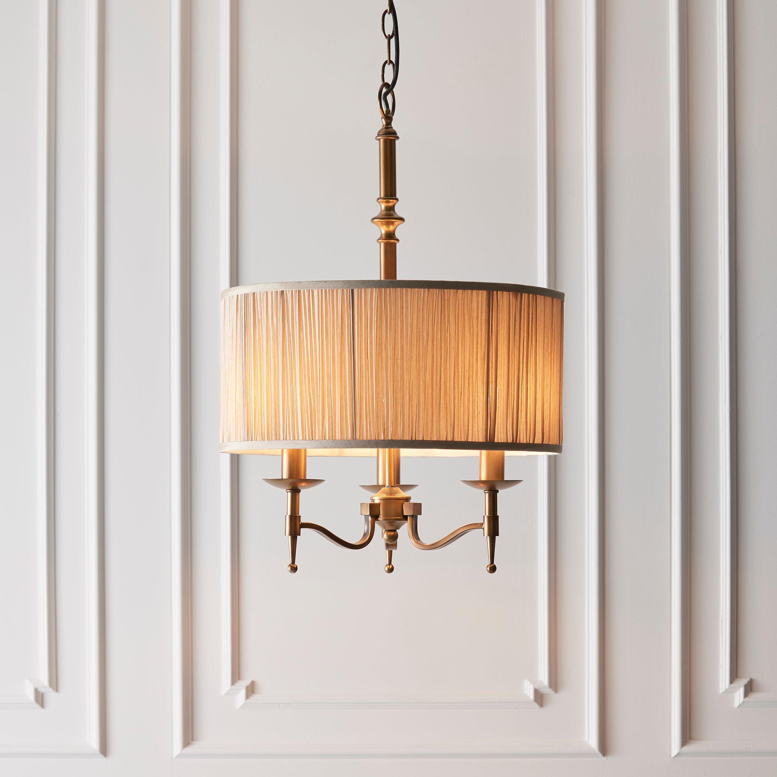 Interiors 1900 Stanford Antique Brass Finish 3 Light Pendant-Ceiling Pendant Lights-Interiors 1900-1-Tiffany Lighting Direct
